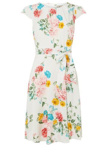 Dorothy Perkins *billie & Blossom Petite Ivory Floral Print Fit And Flare Dress