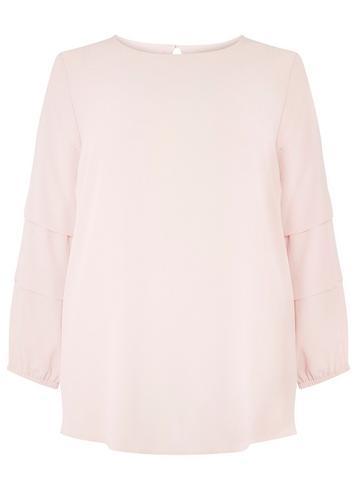 Dorothy Perkins Dp Curve Dusty Pink Tuck Sleeve Blouse