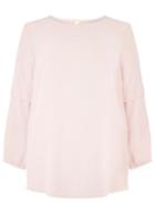 Dorothy Perkins Dp Curve Dusty Pink Tuck Sleeve Blouse