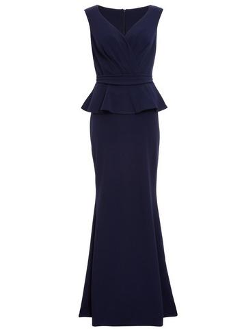 *quiz Navy Peplum Detail Maxi Dress