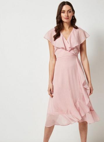 Dorothy Perkins Blush Ruffle Midi Dress
