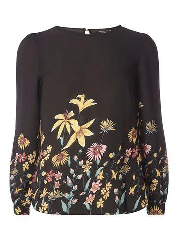 Dorothy Perkins Black Floral Border Top
