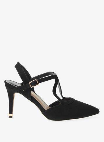 Dorothy Perkins Wide Fit Black 'glow' Strappy Court Shoes