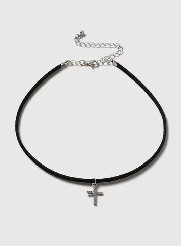 Dorothy Perkins Black Cross Choker Necklace