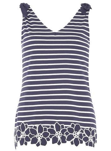 Dorothy Perkins Navy Striped Trim Vest