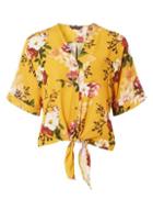 Dorothy Perkins Yellow Floral Front-knot Shirt