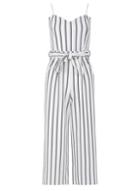 Dorothy Perkins *quiz White Stripe Belted Jumpsuit