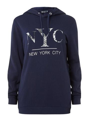 Dorothy Perkins *tall Navy 'nyc' Snake Slogan Hoodie