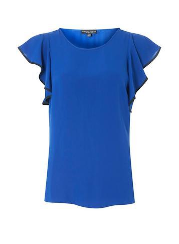 Dorothy Perkins Cobalt Piped Frill Top