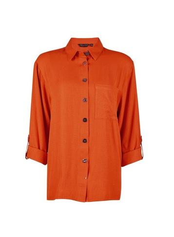 Dorothy Perkins Rust Linen Gold Button Shirt