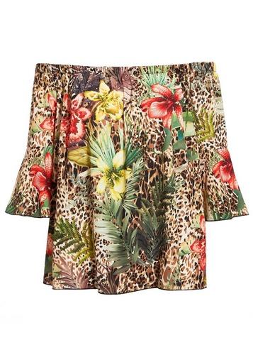 *quiz Brown Leopard Floral Print Top