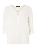 Dorothy Perkins Ivory Long Sleeve Zip Top