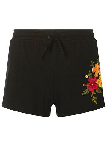 Dorothy Perkins Black Floral Embroidered Shorts