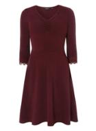 Dorothy Perkins Plum Lace Trim Fit And Flare Dress