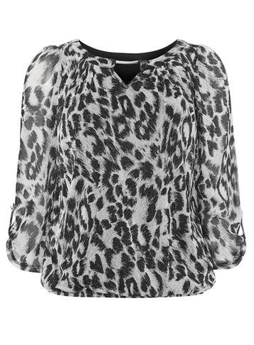 Dorothy Perkins *billie & Blossom Grey Leopard Print Bubble Blouse