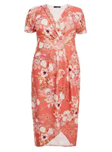 *quiz Curve Coral Wrap Dress