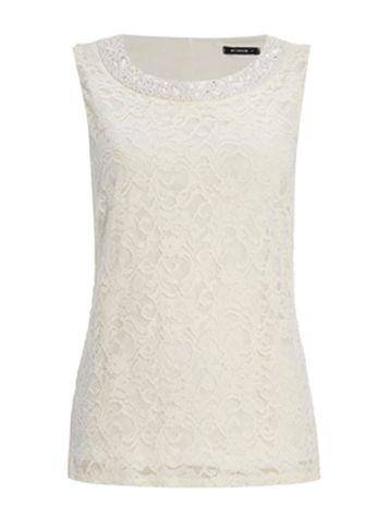 Dorothy Perkins *roman Originals Ivory Embellished Lace Top