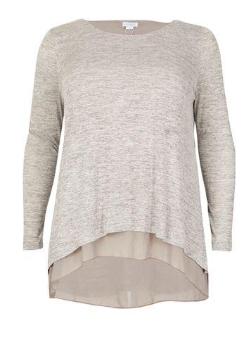 Dorothy Perkins *blue Vanilla Curve Grey Round Neck Top