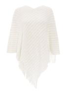 *quiz White Stripe Print Poncho