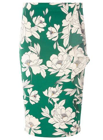 Dorothy Perkins Petite Green Floral Print Scuba Skirt