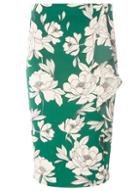 Dorothy Perkins Petite Green Floral Print Scuba Skirt