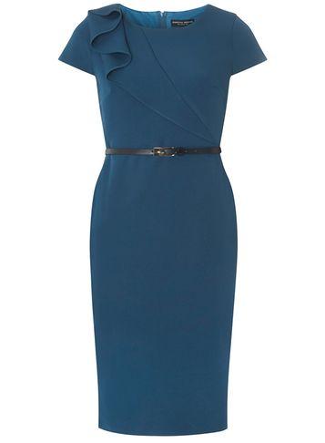 Dorothy Perkins Teal Ruffle Belt Pencil Dress