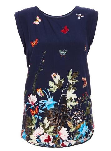 *quiz Navy Butterfly Print Sleeveless Top