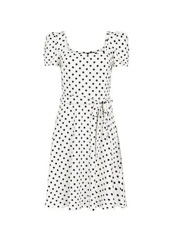 Dorothy Perkins White Spot Square Neck Dress