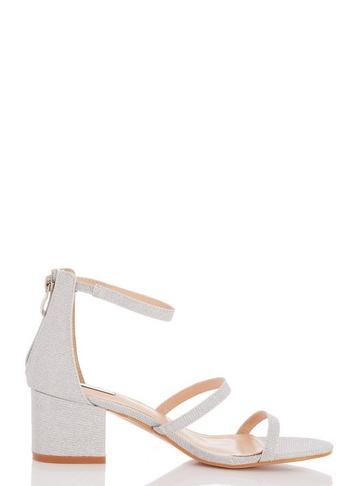 *quiz Silver Shimmer Triple Strap Sandals