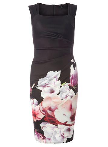 Dorothy Perkins *scarlett B Black Floral Border Lydia Dress
