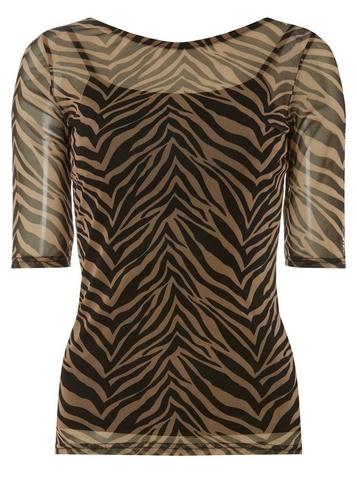 Dorothy Perkins Black Zebra Mesh Print Scoop Back Top