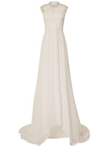 Dorothy Perkins *little Mistress White Bridal Embellished Mesh Maxi Dress