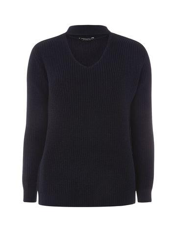 Dorothy Perkins Navy Choker Jumper