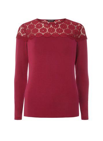Dorothy Perkins Raspberry Lace Yoke Top