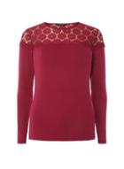 Dorothy Perkins Raspberry Lace Yoke Top