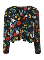 Dorothy Perkins Multi Coloured Poppy Floral Print Ruched Top