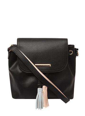 Dorothy Perkins Black Tassel Duffle Crossbody Bag