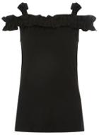 Dorothy Perkins *tall Black Tie Ruffle Bardot Top