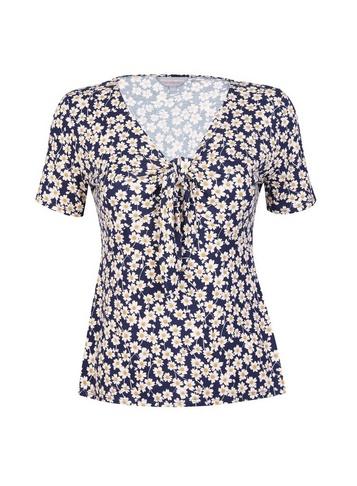 Dorothy Perkins Petite Navy Ditsy Tie Top