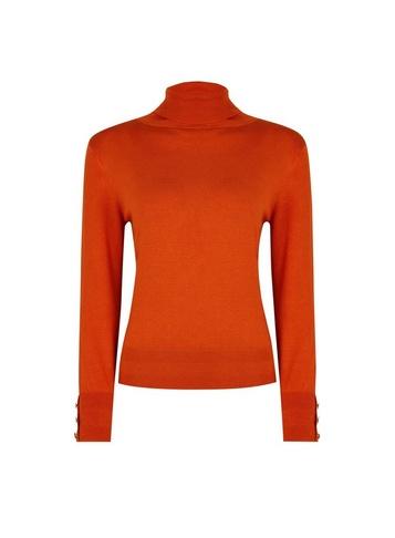 Dorothy Perkins Petite Red Button Cuff Roll Neck Jumper