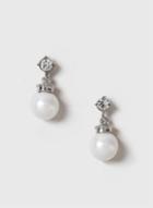 Dorothy Perkins Silver Look Pearl Crystal Drop Earrings