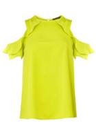 Dorothy Perkins Lime Ruffle Cold Shoulder Top