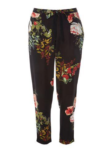 Dorothy Perkins Black Bloom Print Tie Trousers