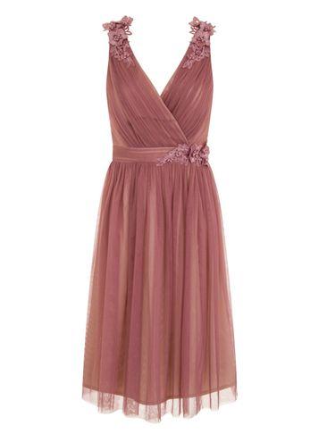 Dorothy Perkins *little Mistress Blush Mesh Trim Prom Dress