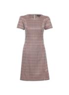 Dorothy Perkins Burgundy Tweed Check Print Shift Dress