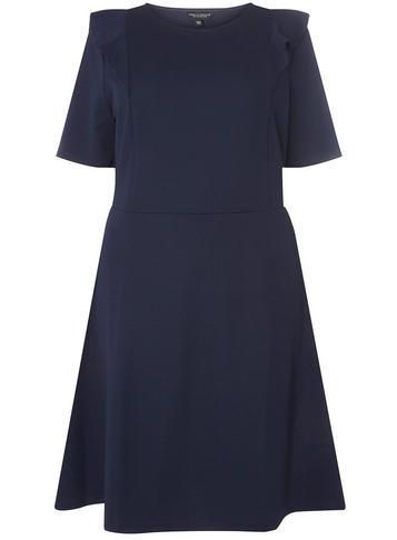 Dorothy Perkins *dp Curve Navy Frill Sleeve Skater Dress