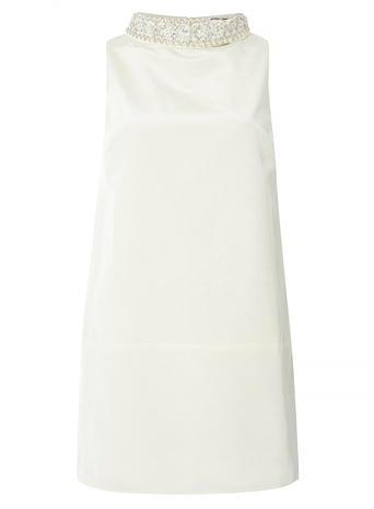 Dorothy Perkins Ivory Embellished Collar Shift Dress