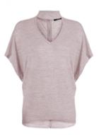 Dorothy Perkins *quiz Nude Light Knit Choker Neck Top