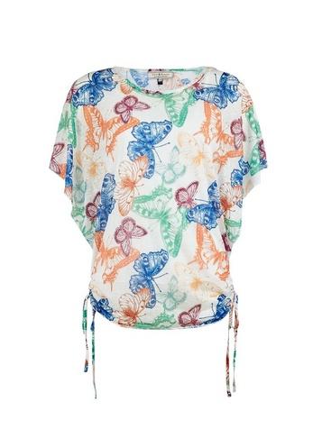 *billie & Blossom White Butterfly Print Ruched Top