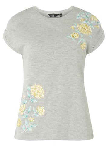 Dorothy Perkins Grey Marl Embroidered T-shirt